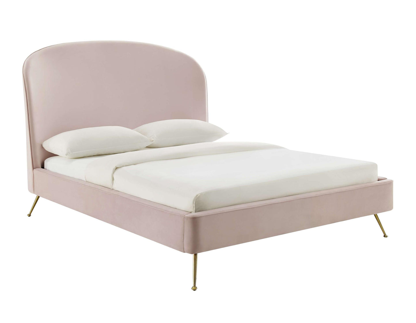Vivi Blush Velvet Bed in Queen