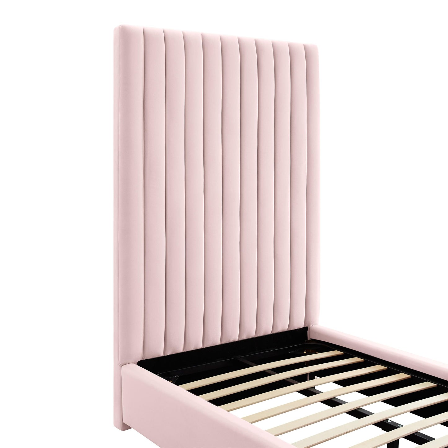 Arabelle Blush Velvet Bed in Twin