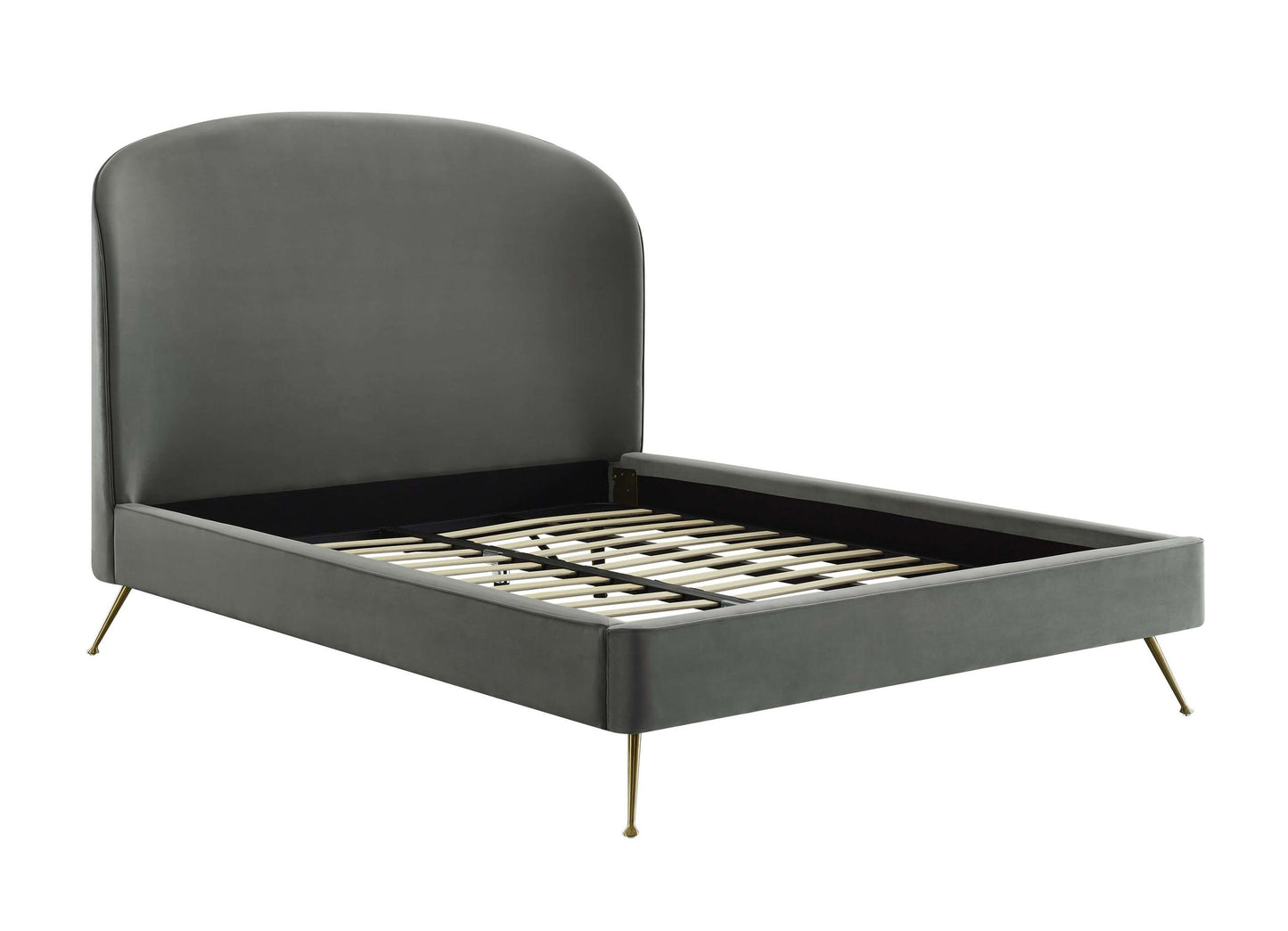 Vivi Grey Velvet Bed in Queen