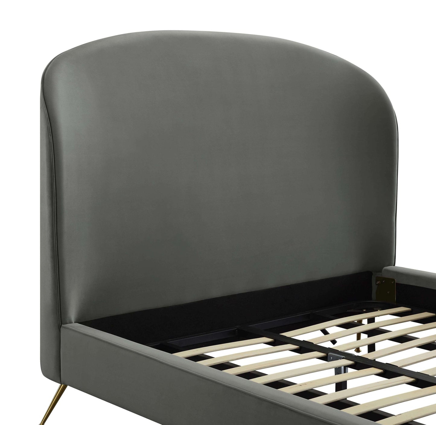 Vivi Grey Velvet Bed in Queen