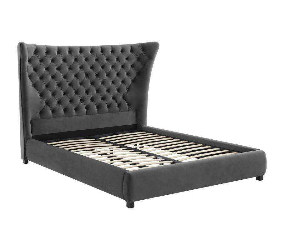 Sassy Grey Velvet Queen Bed
