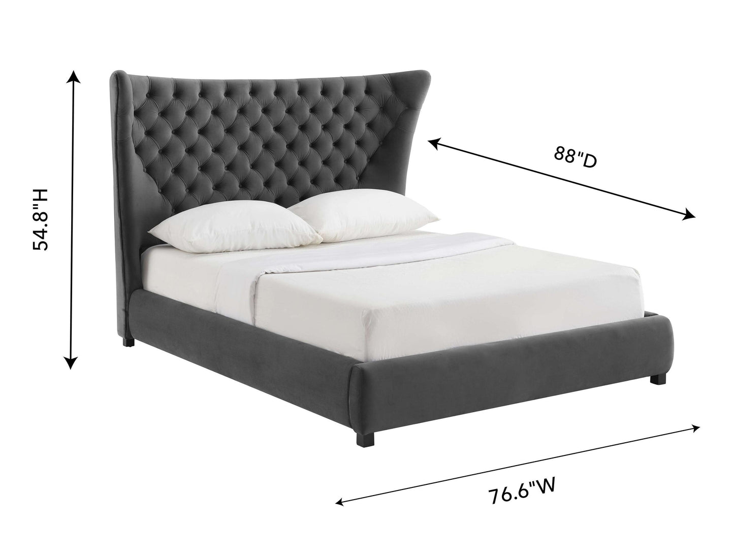 Sassy Grey Velvet Queen Bed