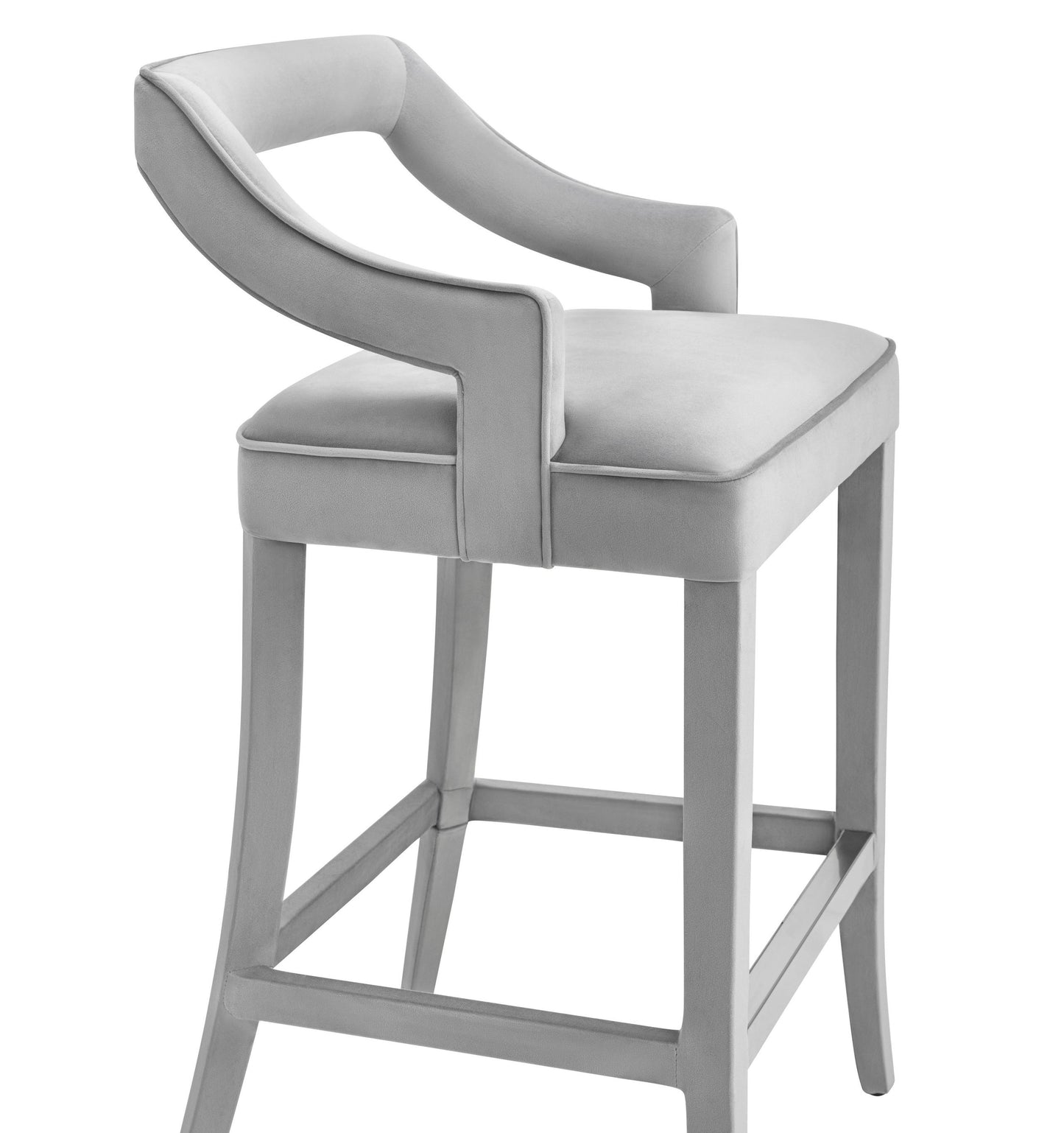 Tiffany Grey Velvet Bar Stool