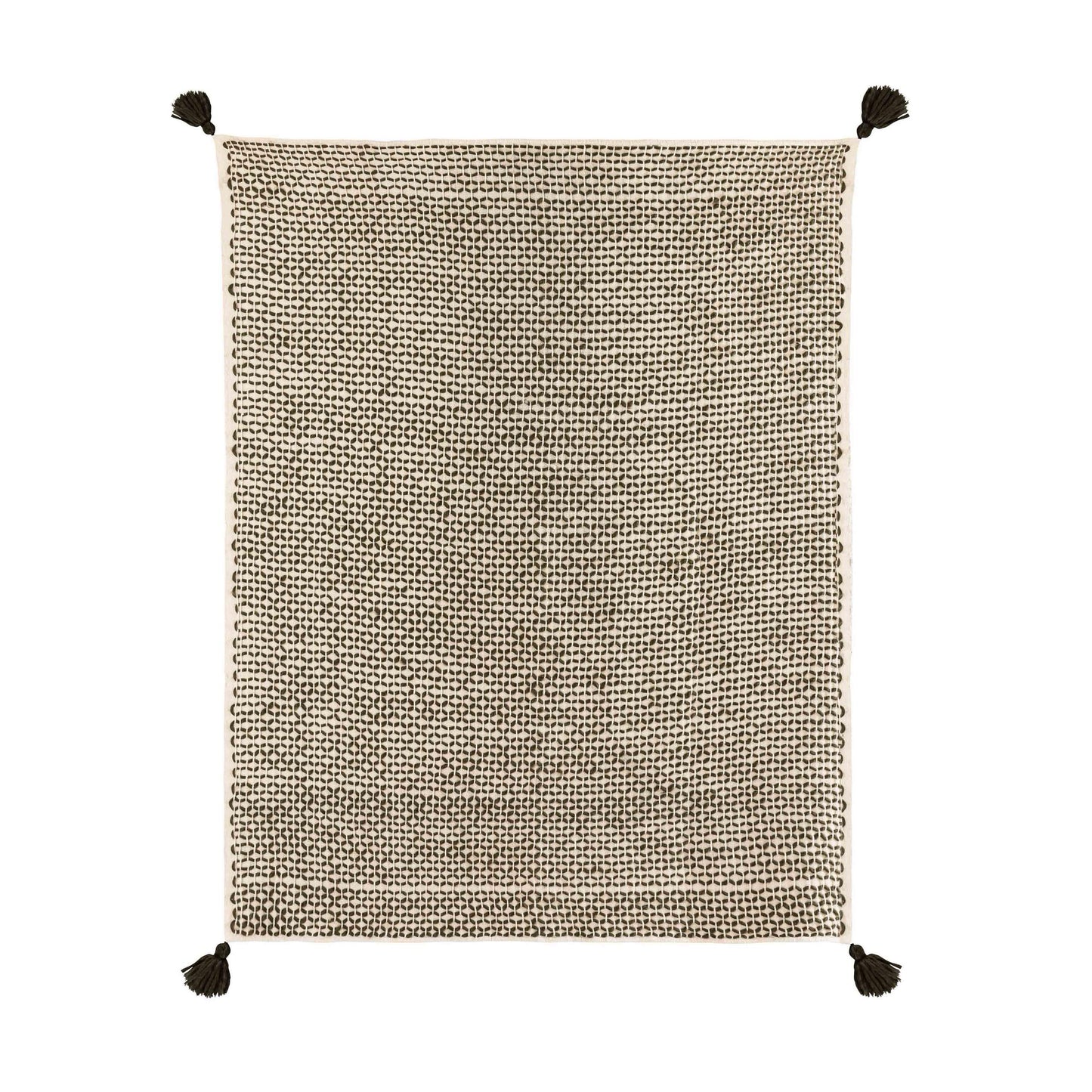 Paris Cotton Dark Green/White Throw