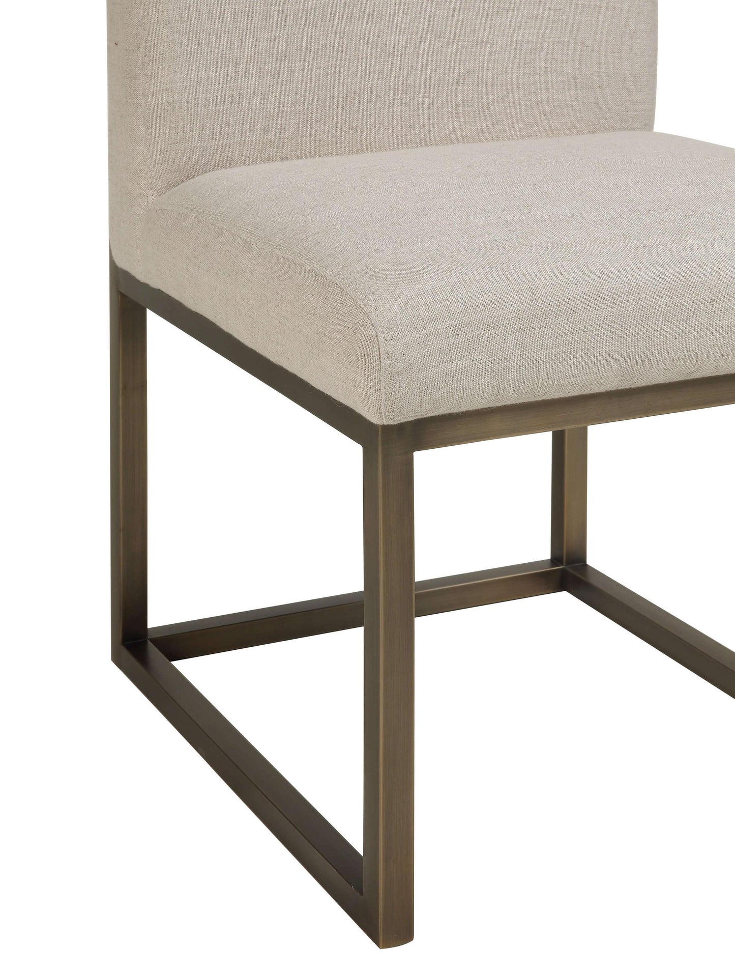 Haute Beige Linen Chair in Brass