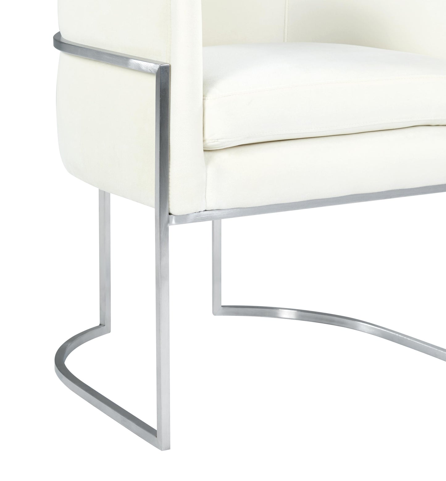 Giselle Cream Velvet Dining Chair - Silver Frame by Inspire Me! Home Decor