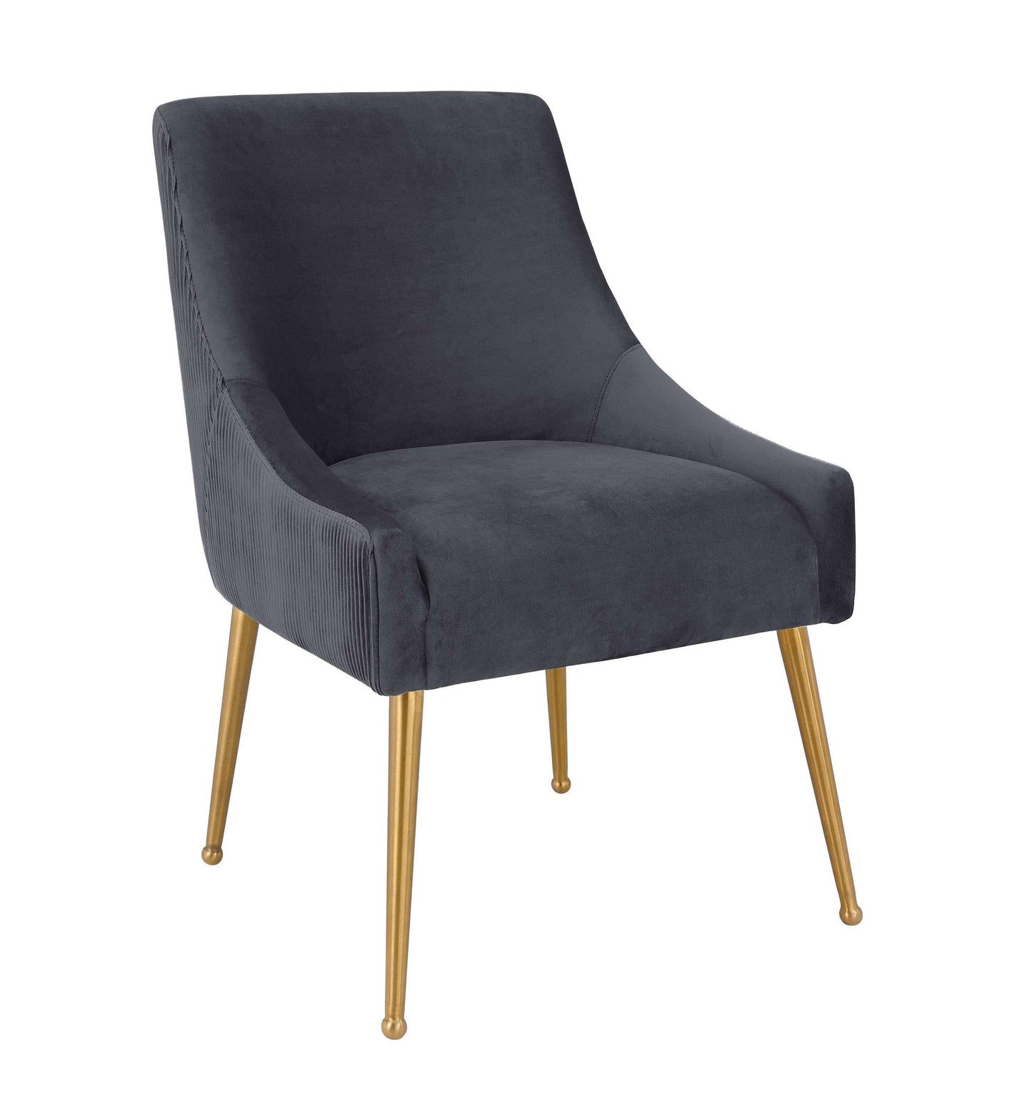 Beatrix Pleated Dark Grey Velvet Side Chair