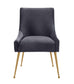 Beatrix Pleated Dark Grey Velvet Side Chair