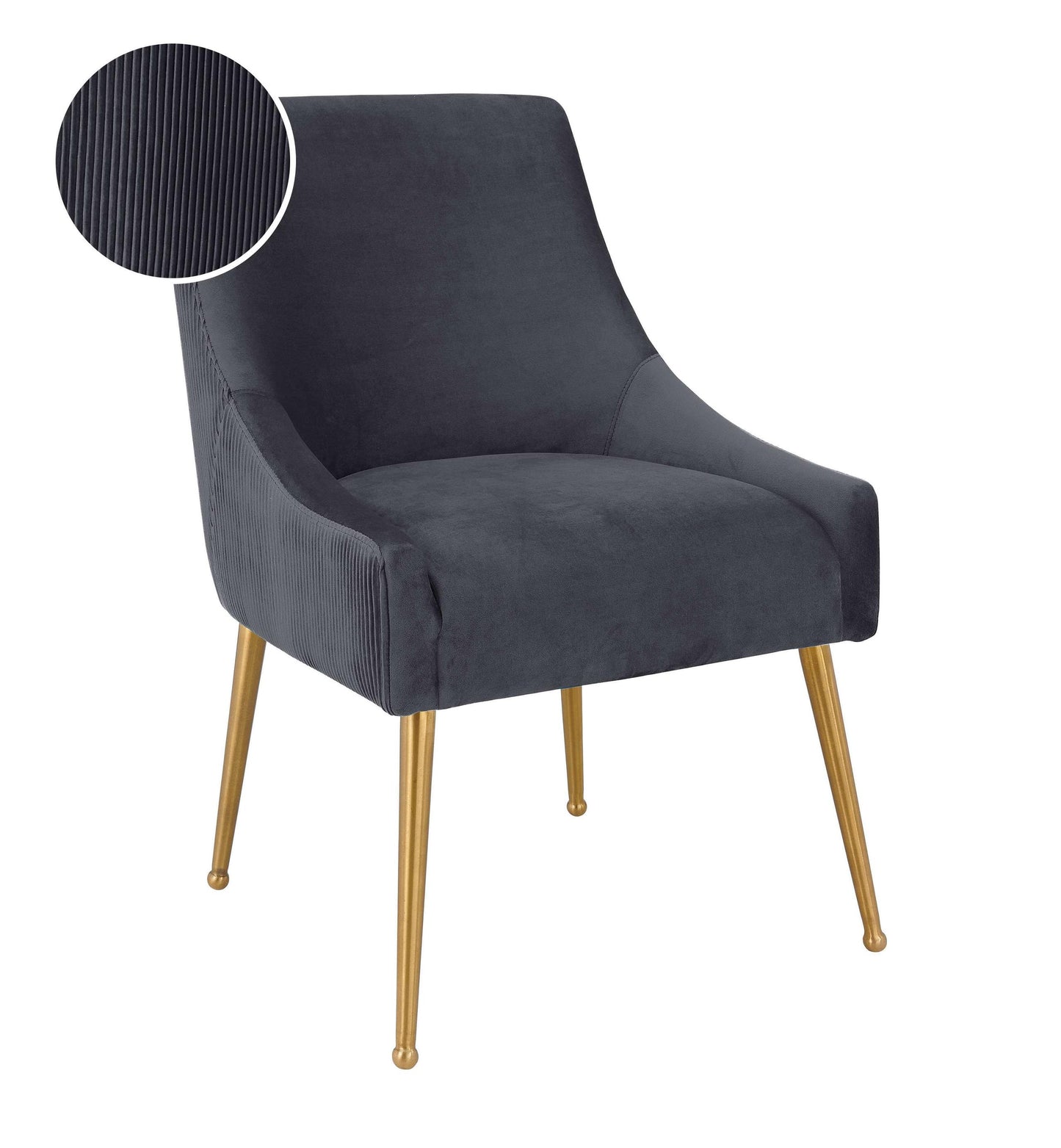 Beatrix Pleated Dark Grey Velvet Side Chair