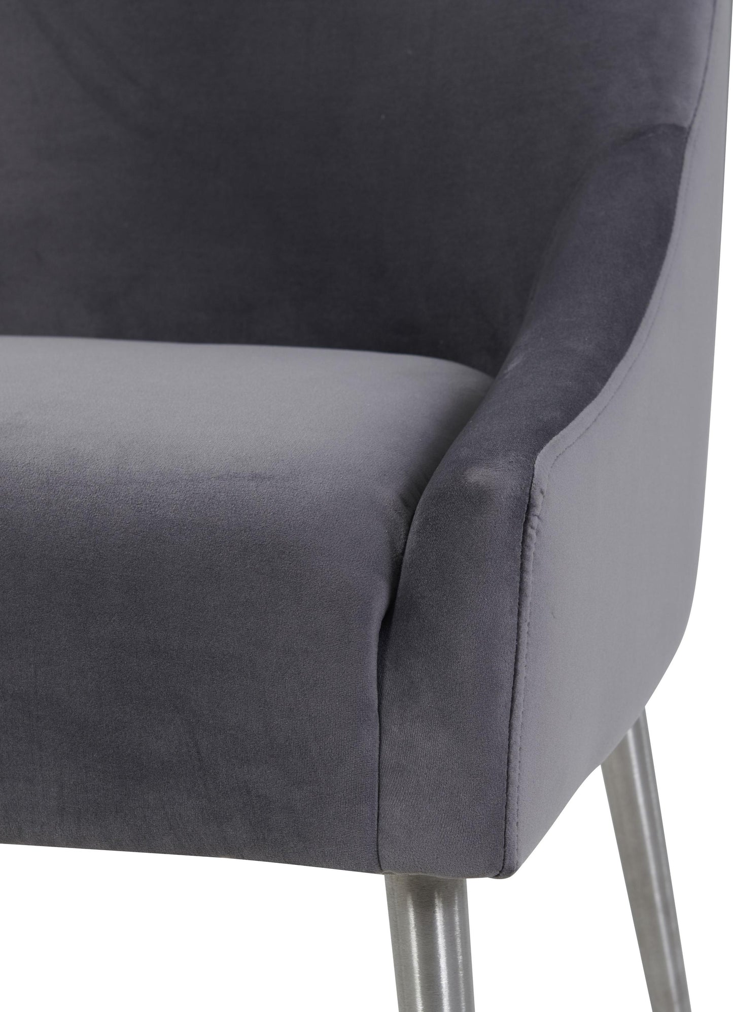 Beatrix Dark Grey Velvet Side Chair - Silver Legs