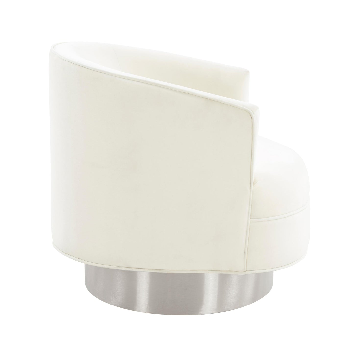 Stella Cream Velvet Swivel Chair - Silver Base by Inspire Me! Home D(eback)cor