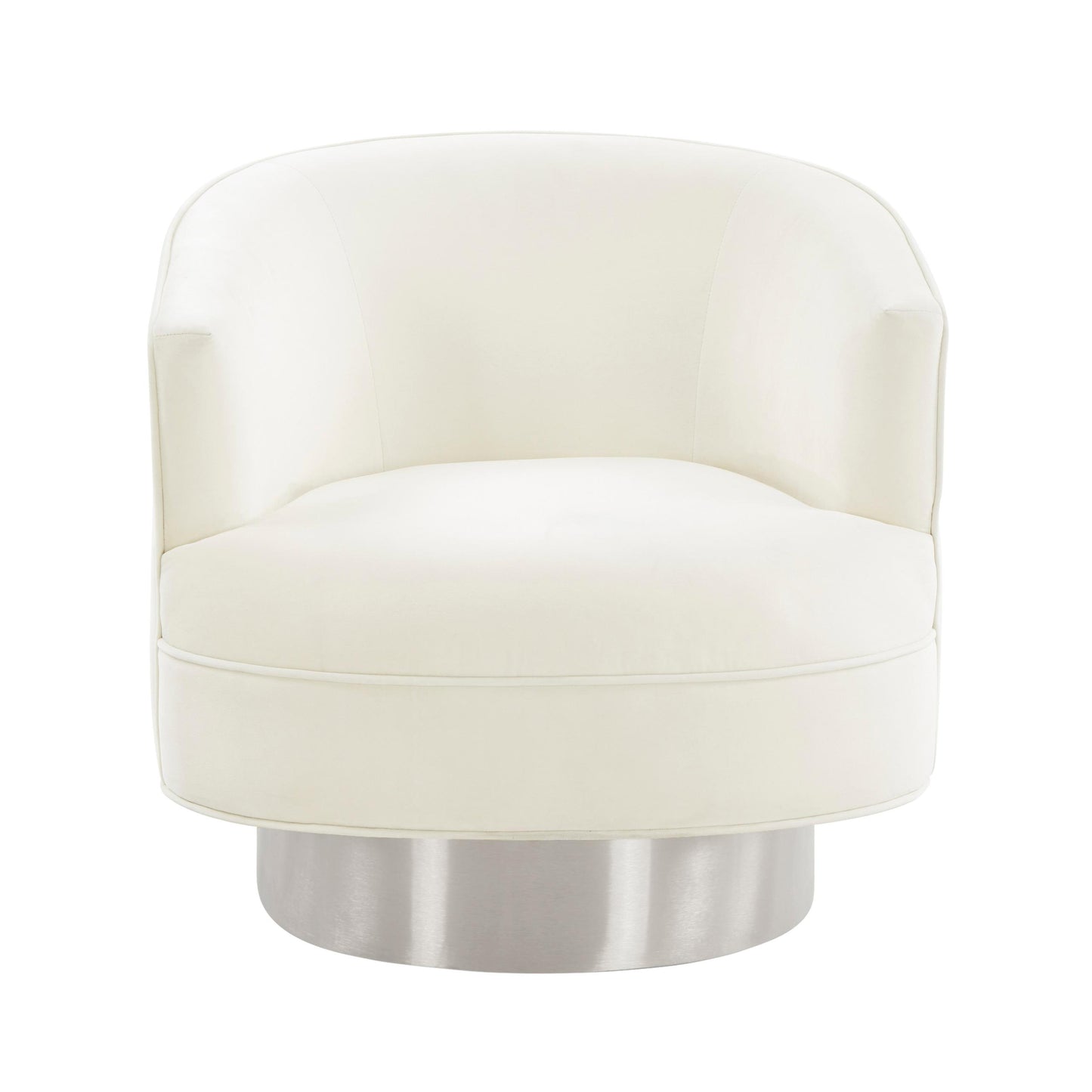 Stella Cream Velvet Swivel Chair - Silver Base by Inspire Me! Home D(eback)cor