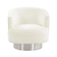 Stella Cream Velvet Swivel Chair - Silver Base by Inspire Me! Home D(eback)cor