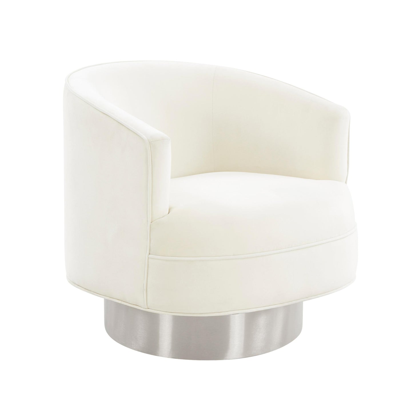 Stella Cream Velvet Swivel Chair - Silver Base by Inspire Me! Home D(eback)cor