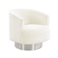 Stella Cream Velvet Swivel Chair - Silver Base by Inspire Me! Home D(eback)cor