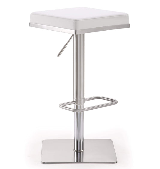 Bari White Stainless Steel Barstool