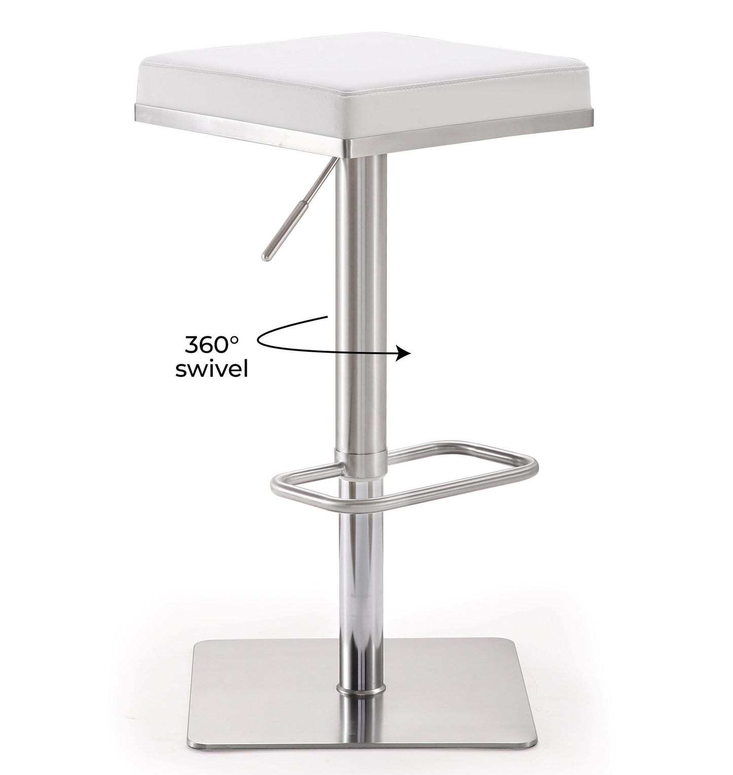 Bari White Stainless Steel Barstool