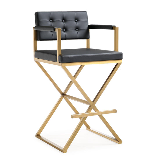 Director Black Gold Steel Barstool