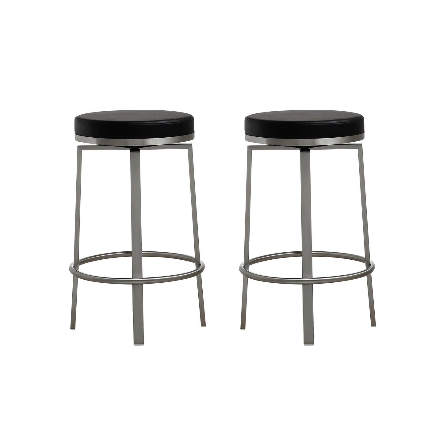 Pratt Black Steel Counter Stool (Set of 2)