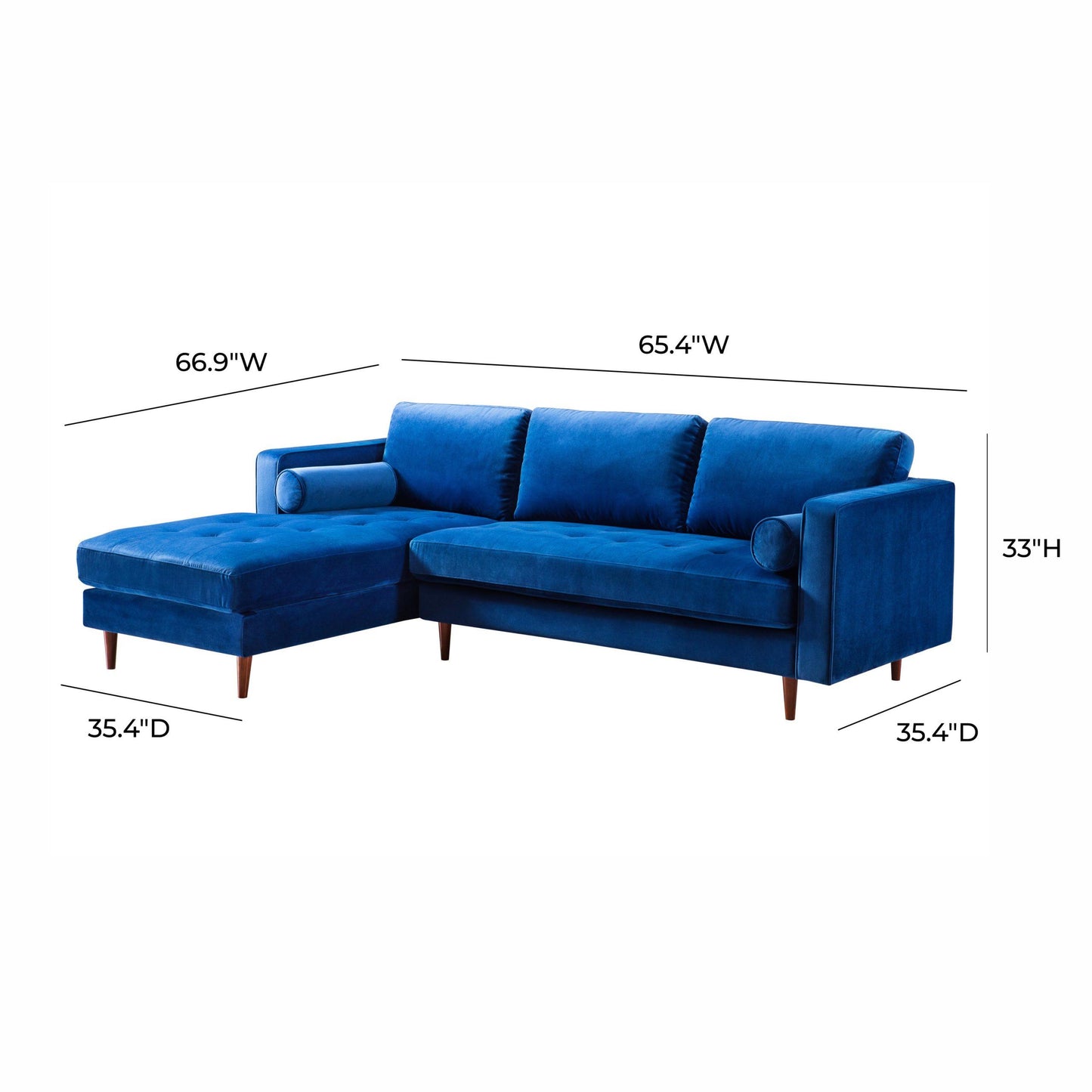 Como Navy Velvet Sectional LAF