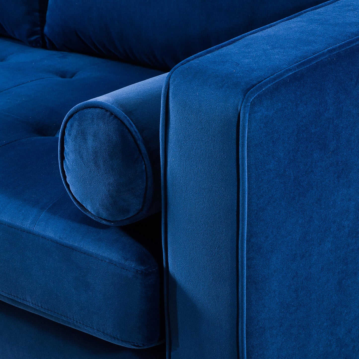 Como Navy Velvet Sectional LAF