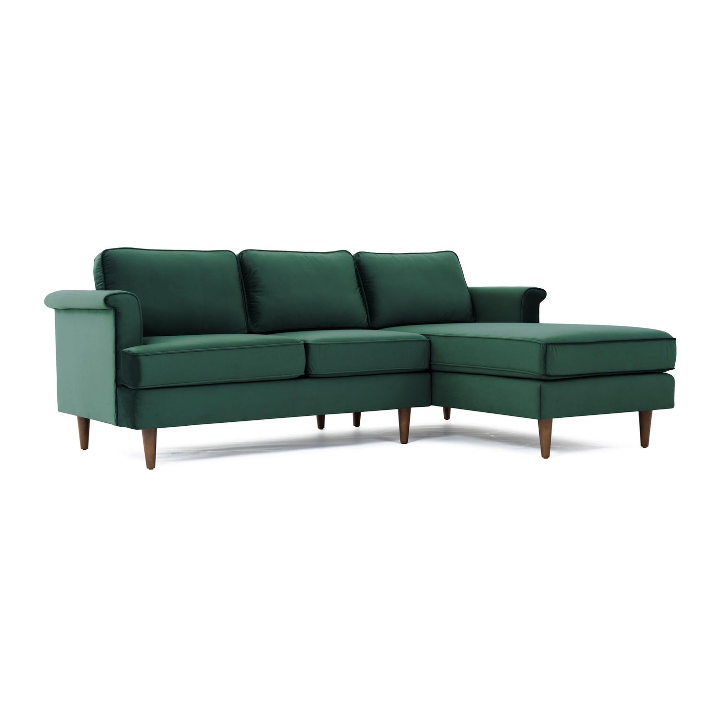 Porter Forest Green Velvet Sectional RAF
