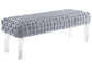 Sal Woven Grey Velvet Bench