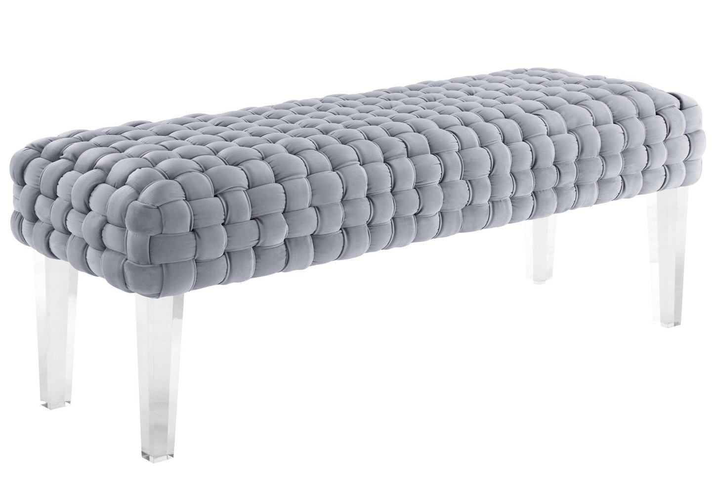 Sal Woven Grey Velvet Bench