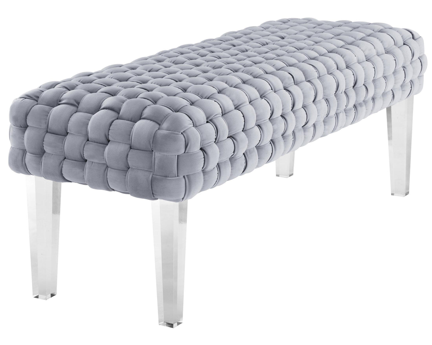 Sal Woven Grey Velvet Bench