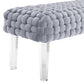 Sal Woven Grey Velvet Bench