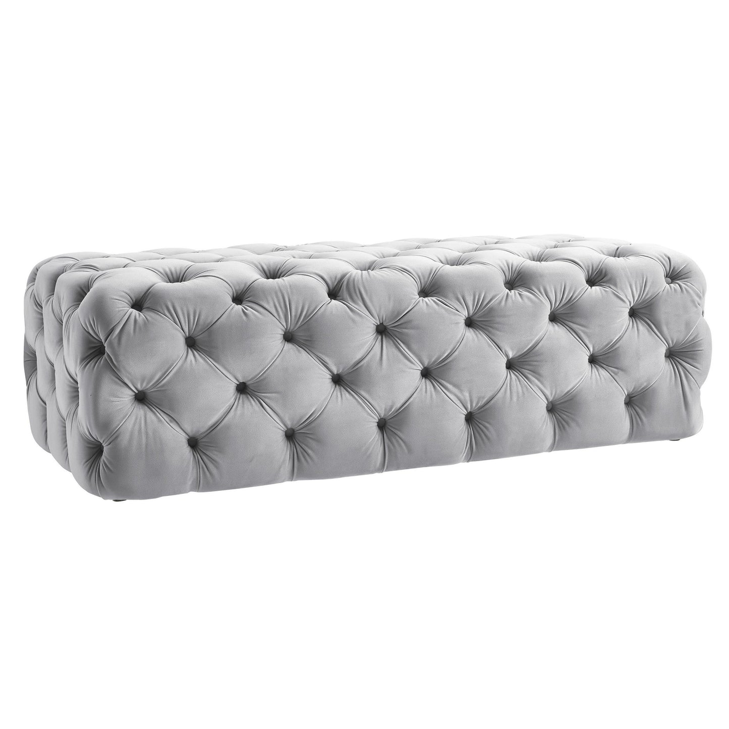 Kaylee Jumbo Grey Velvet Ottoman