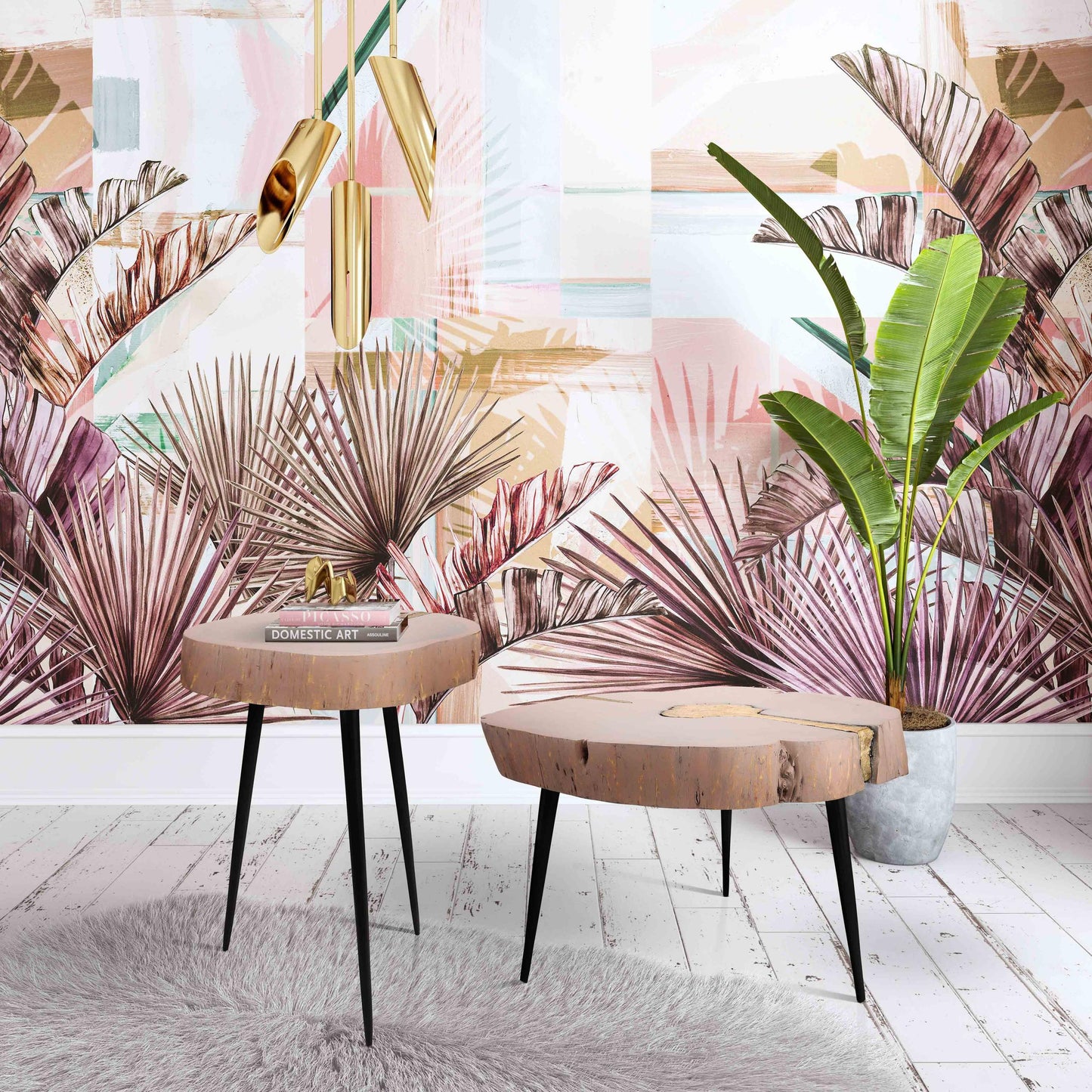 Timber Pink and Brass Side Table