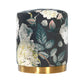 Opal Floral Velvet Ottoman - Gold Base