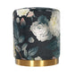 Opal Floral Velvet Ottoman - Gold Base