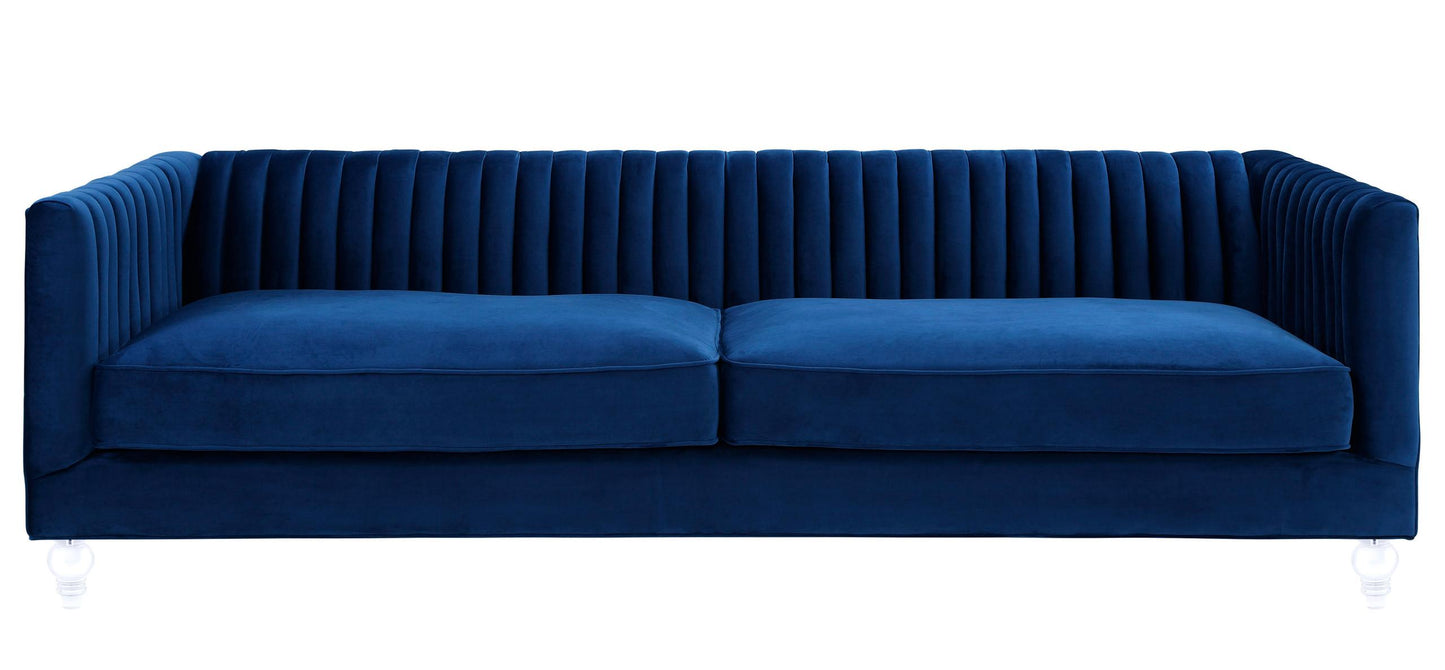 Aviator Blue Velvet Sofa