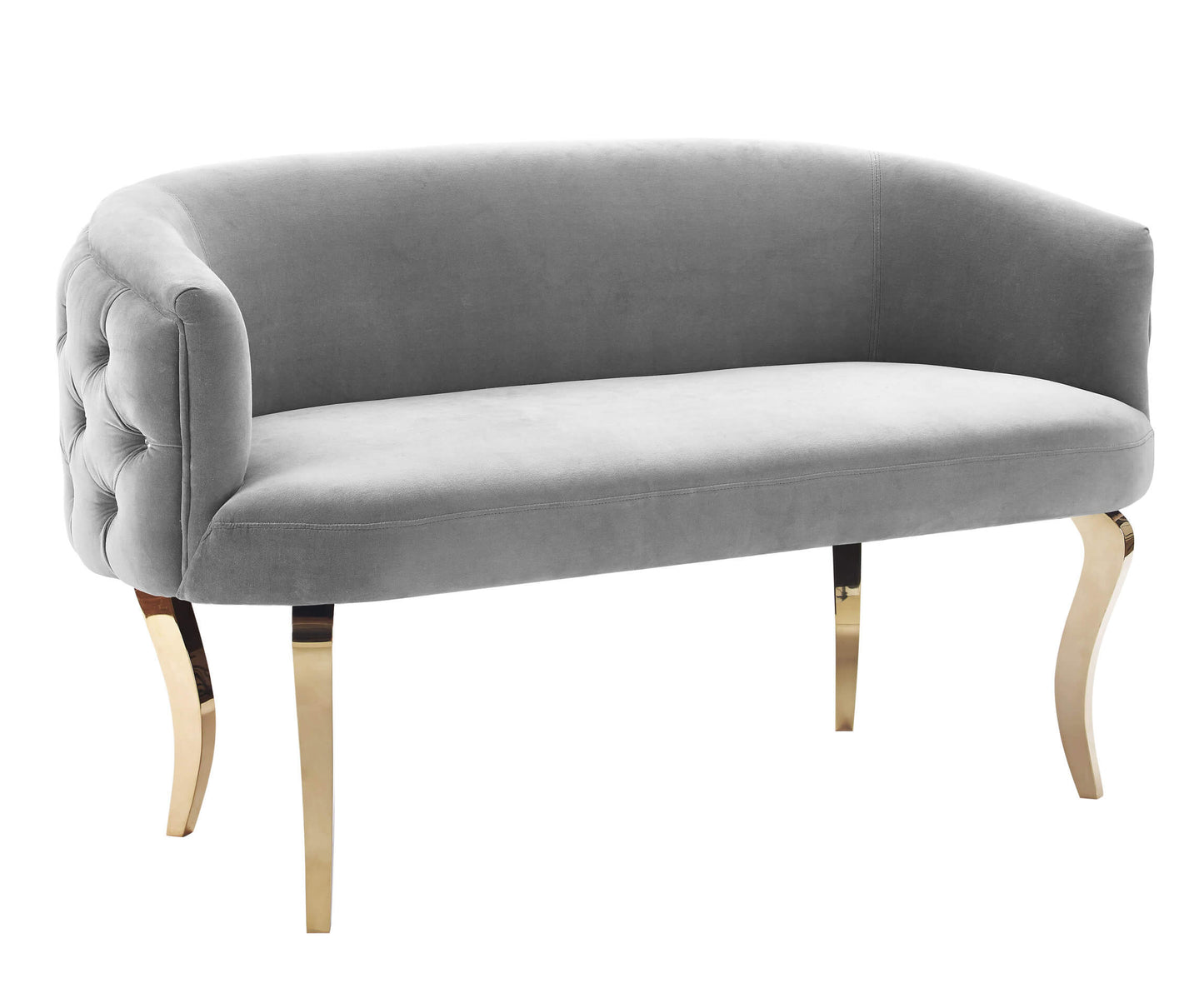 Adina Grey Velvet Loveseat with Gold Legs