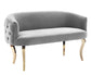 Adina Grey Velvet Loveseat with Gold Legs