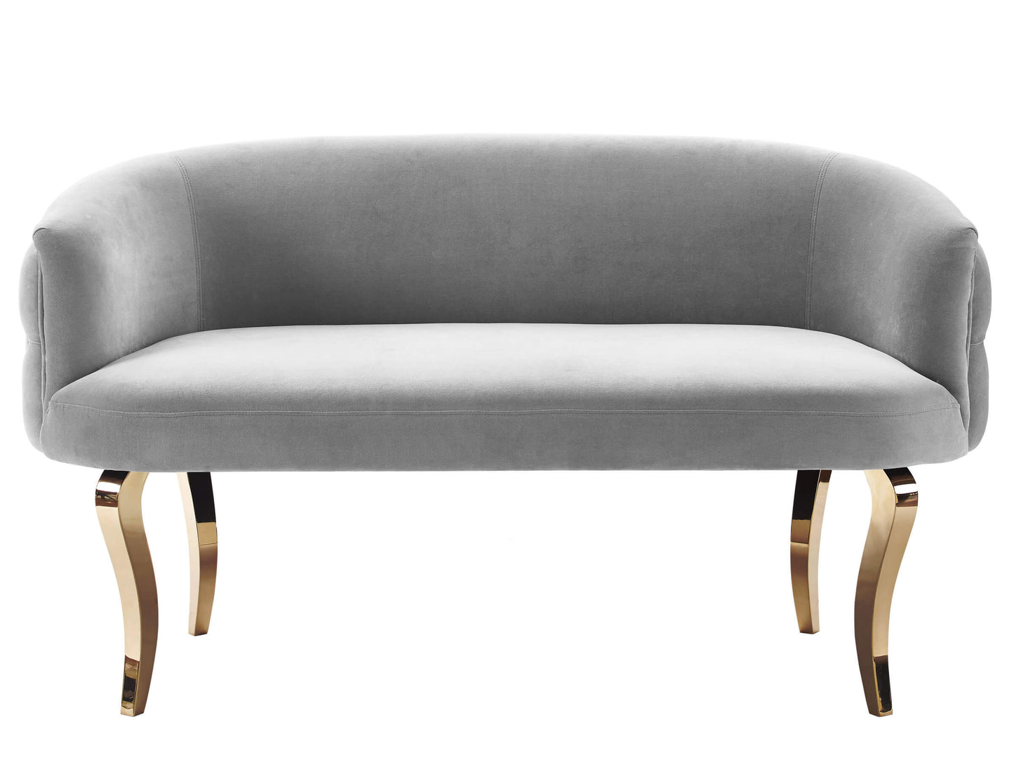 Adina Grey Velvet Loveseat with Gold Legs