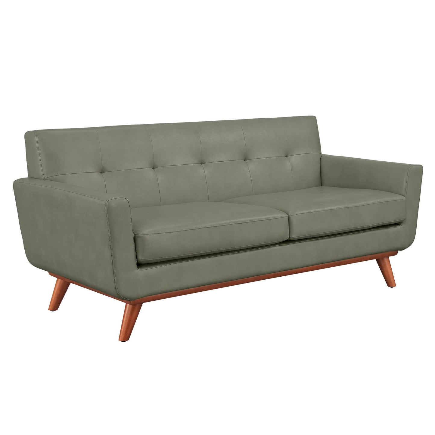 Lyon Smoke Grey Leather Loveseat