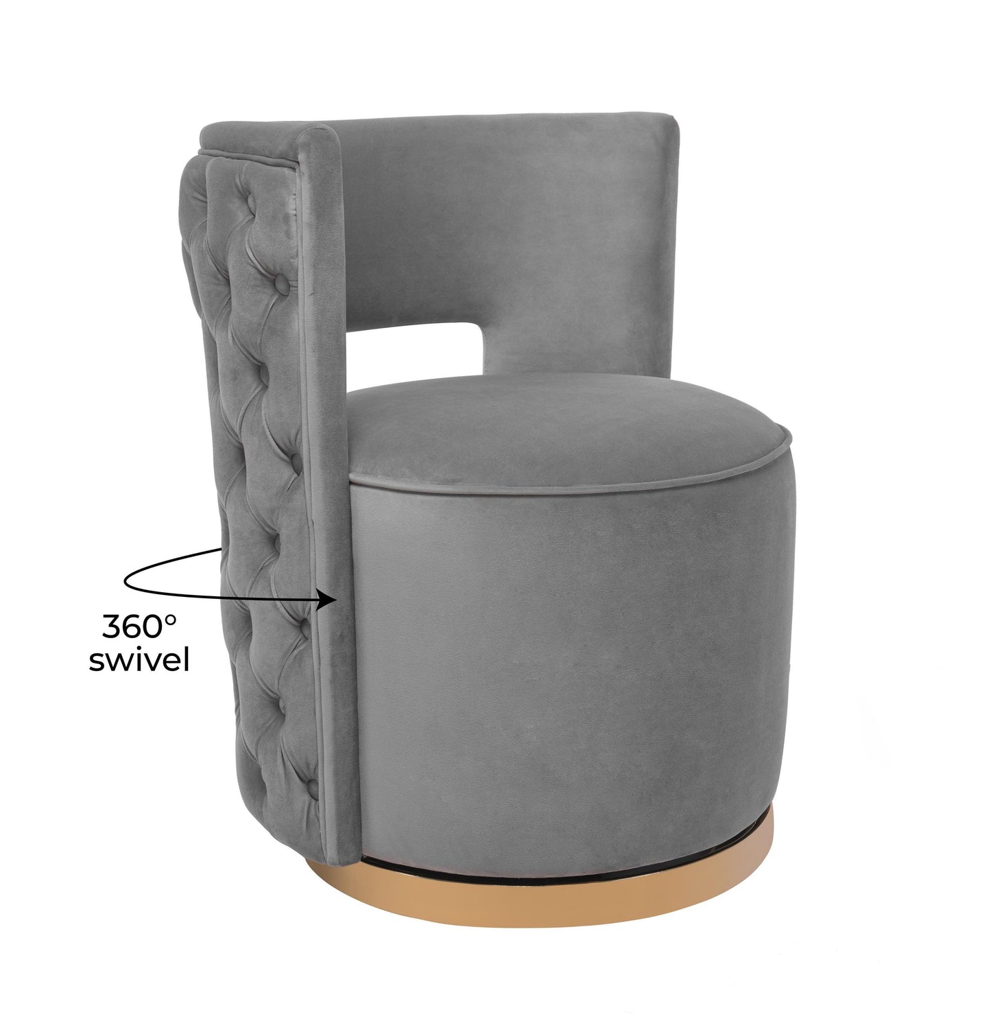 Mimosa Grey Velvet Swivel Chair