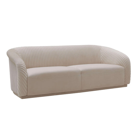 Yara Pleated Beige Velvet Sofa by Inspire Me! Home Decor