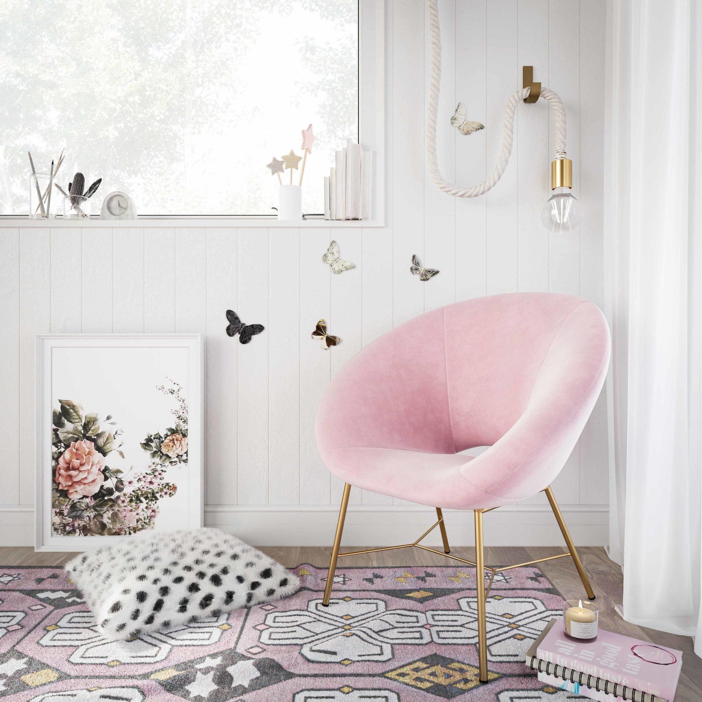 Nolan Blush Velvet Chair