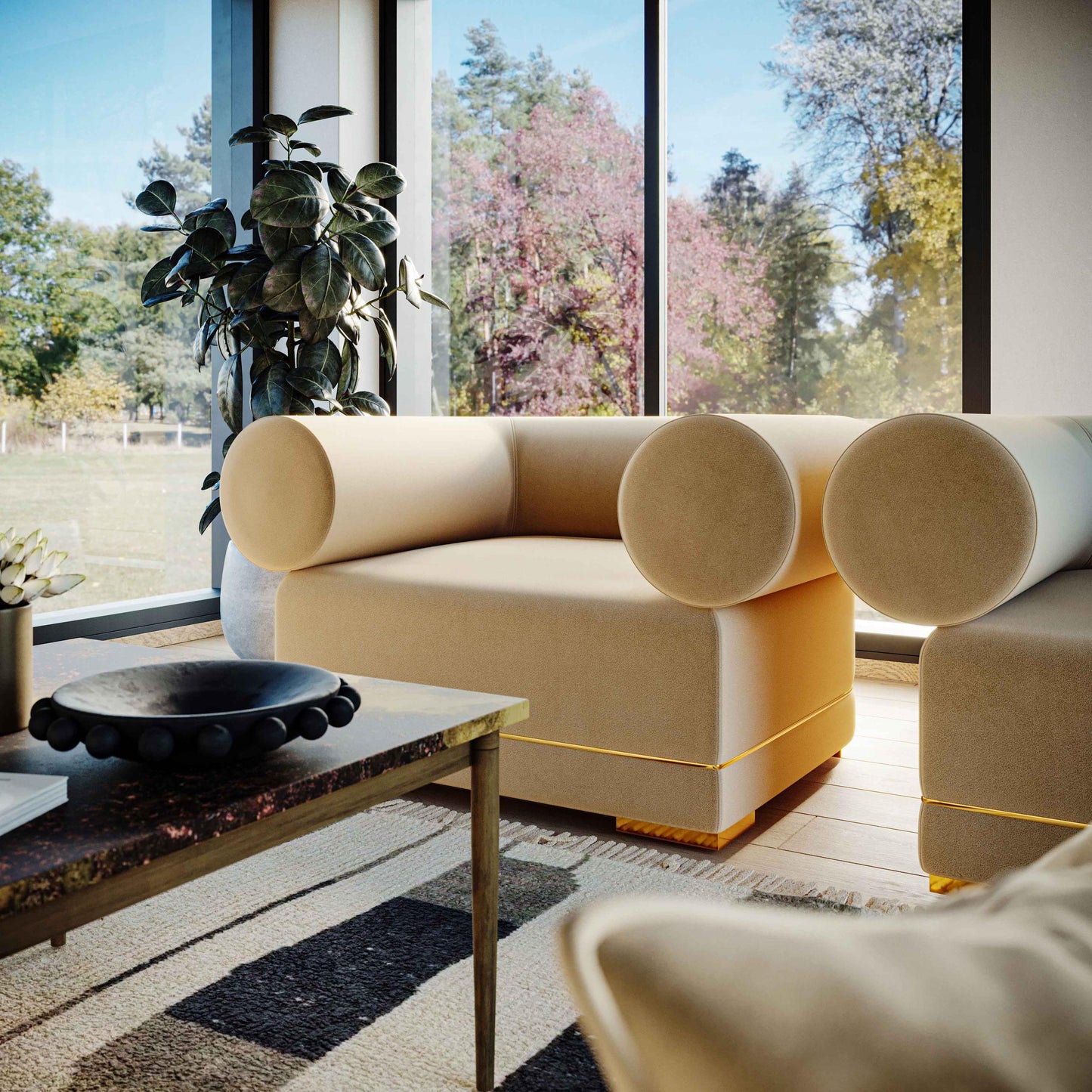 Ricardo Champagne Velvet Accent Chair