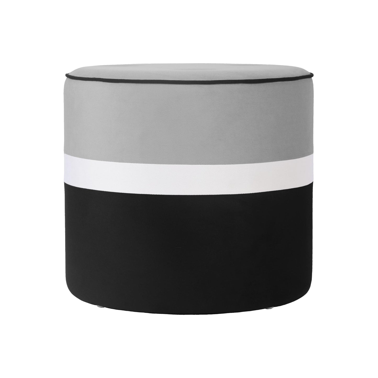 Klondike Grey & Black Velvet Ottoman