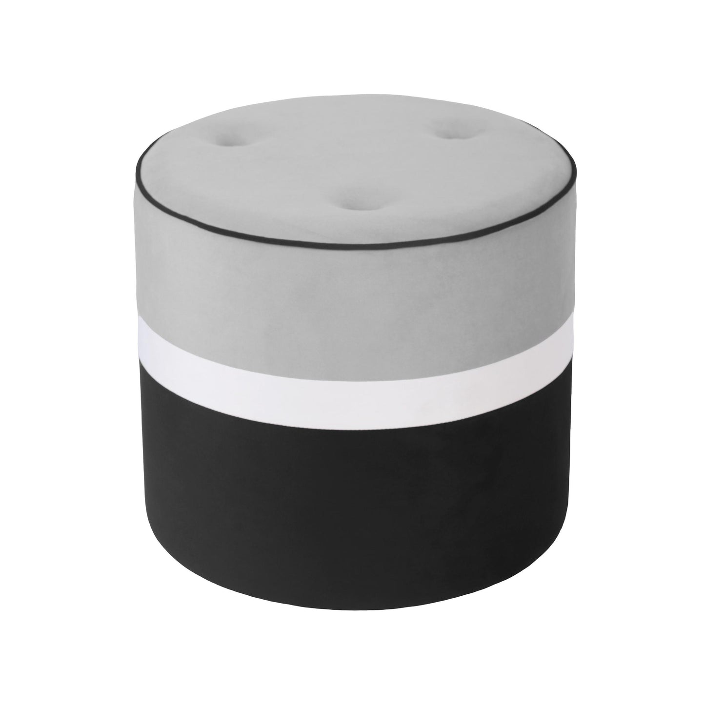 Klondike Grey & Black Velvet Ottoman