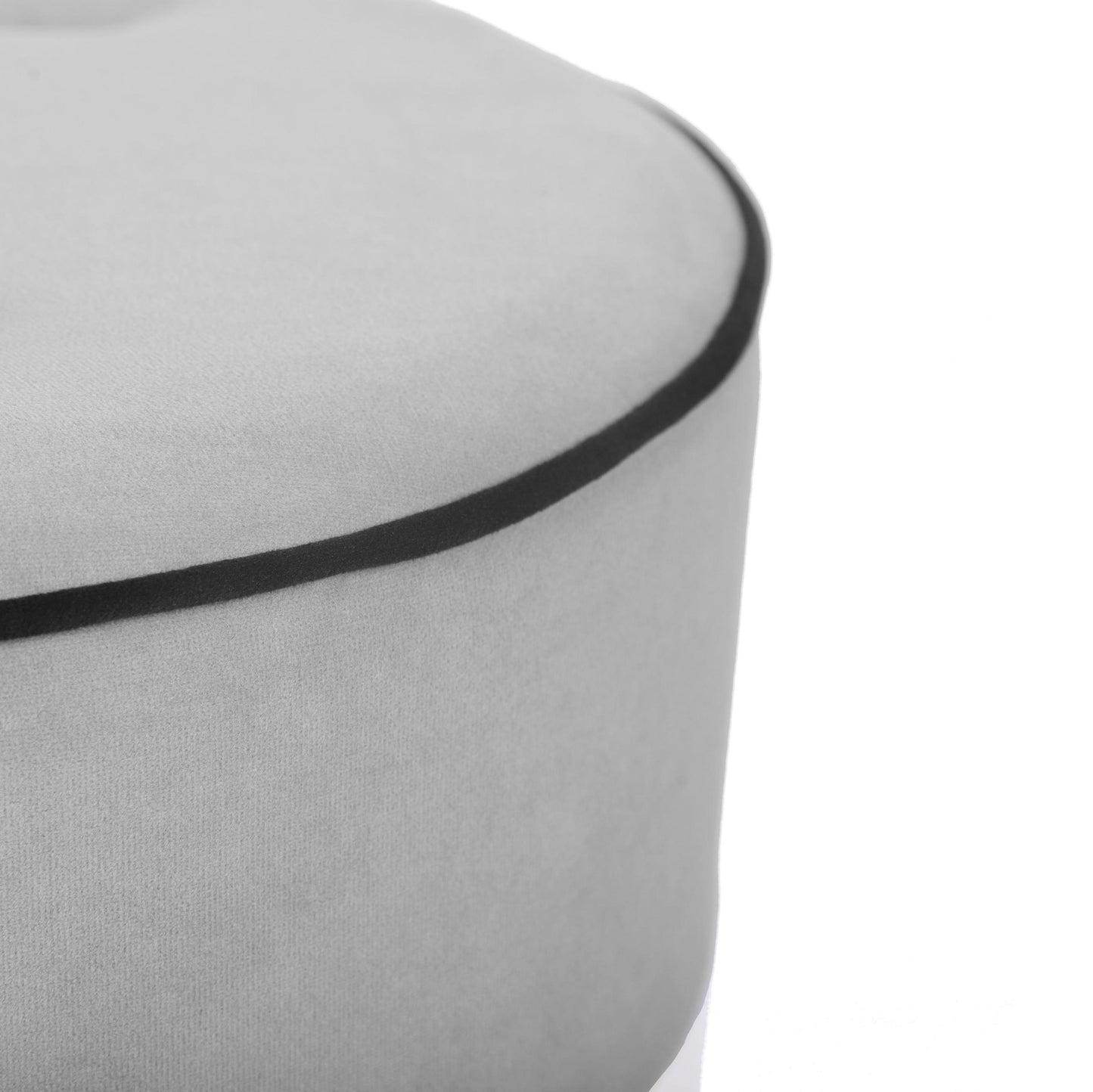 Klondike Grey & Black Velvet Ottoman
