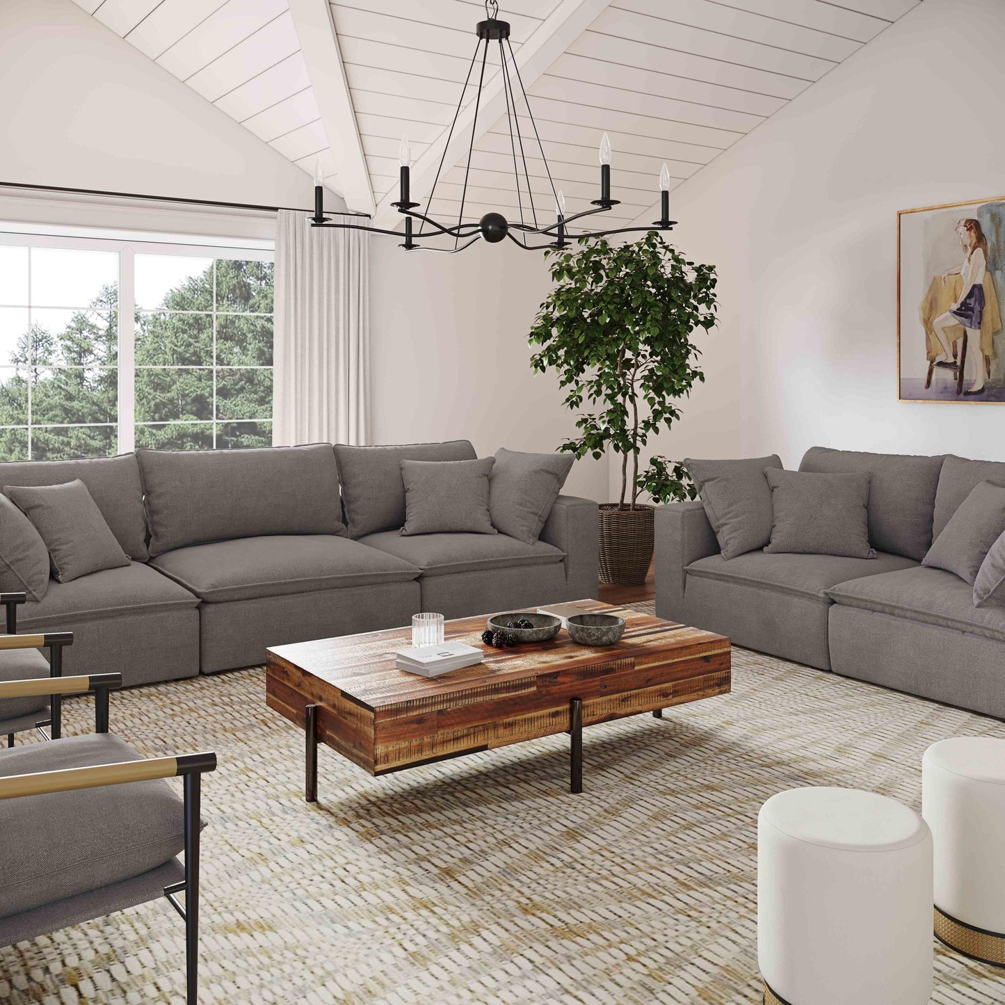Cali Slate Modular 2 Piece Loveseat