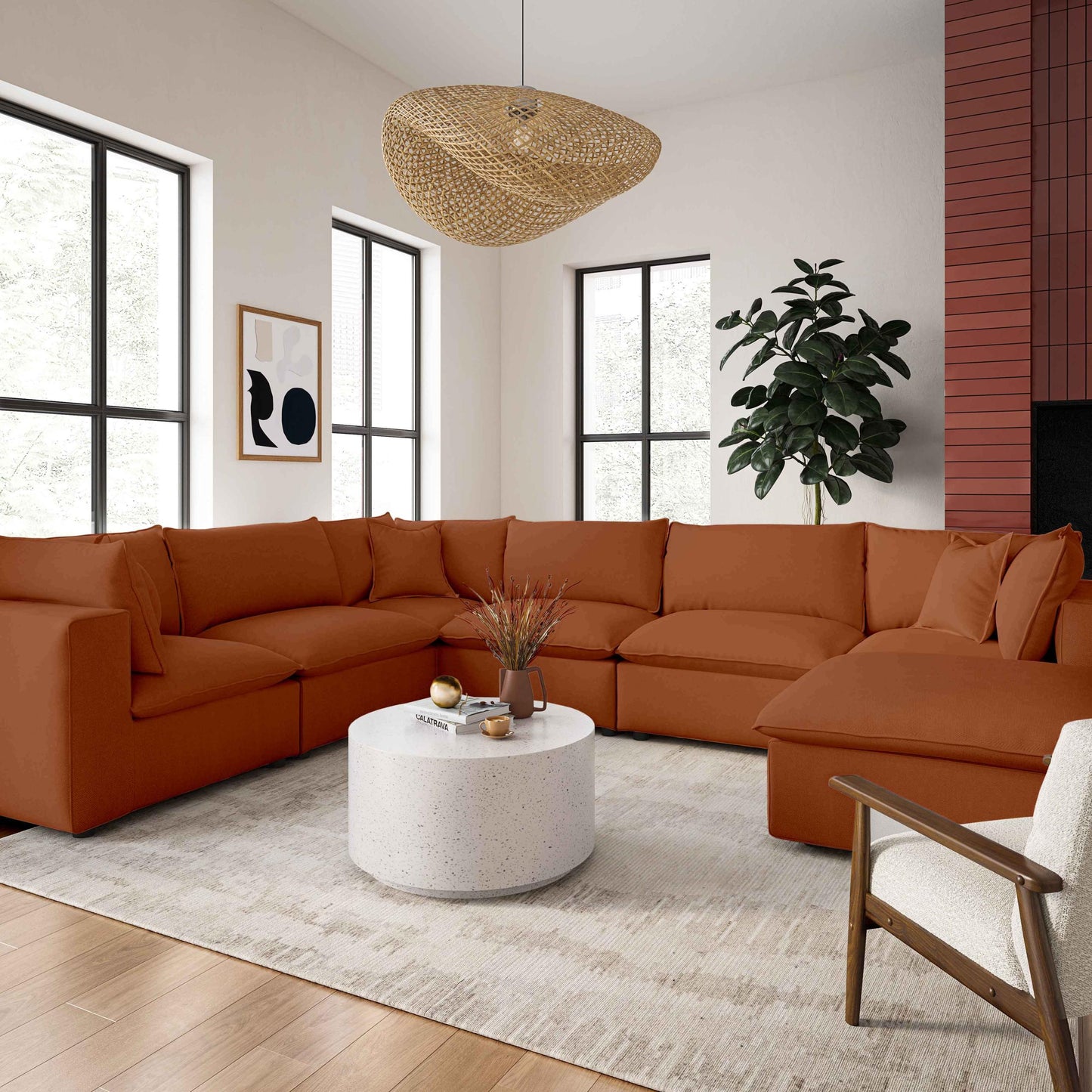 Cali Rust Modular 7 Piece Large Chaise Sectional