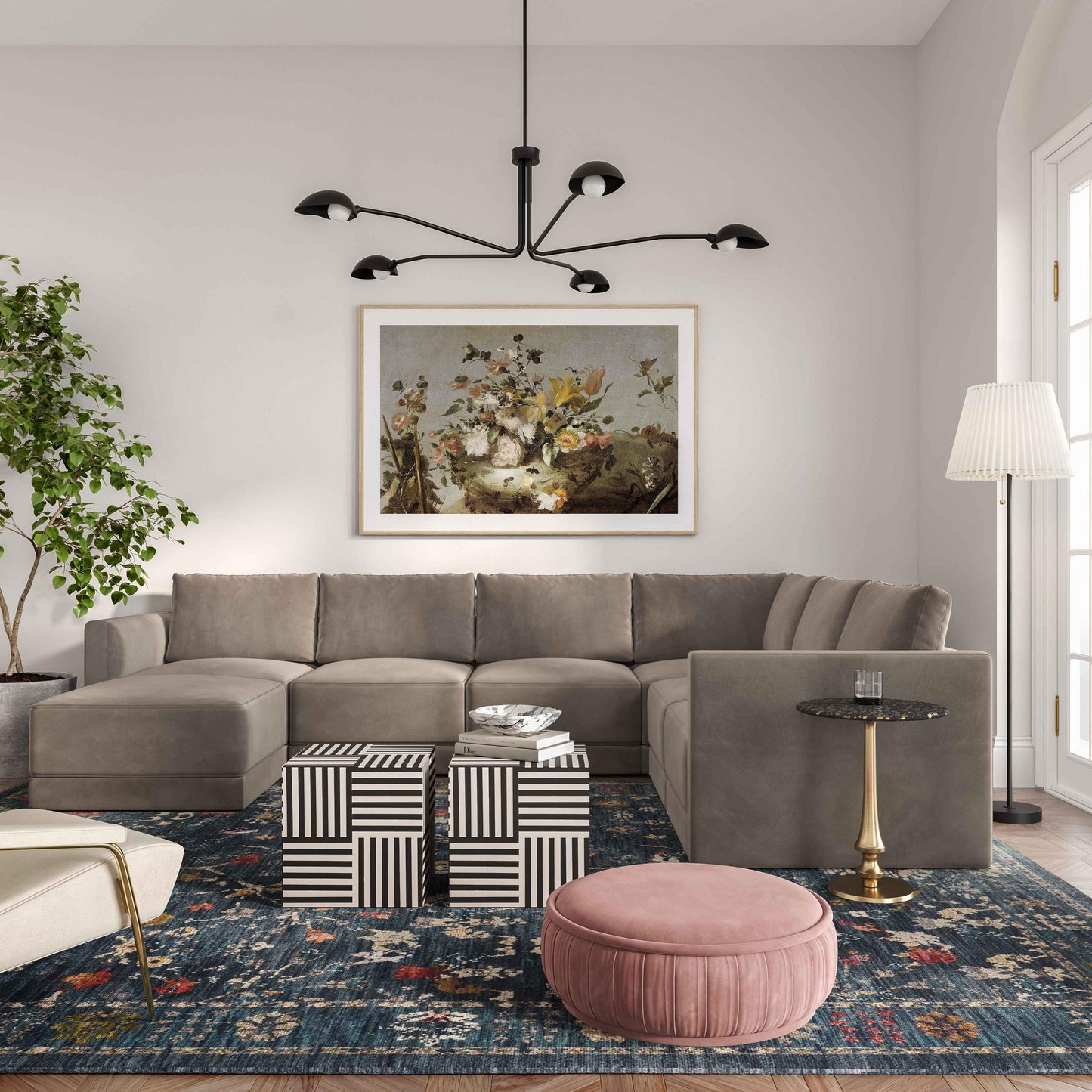 Willow Taupe Modular 7 Piece Large Chaise Sectional