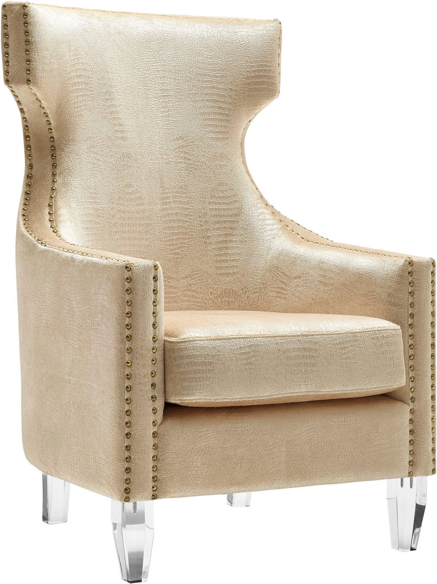 Gramercy Gold Croc Velvet Wing Chair